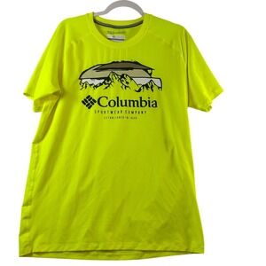 Columbia Mens‎ Omni-Wick Performance Graphic T-Shirt Neon Yellow Size Medium